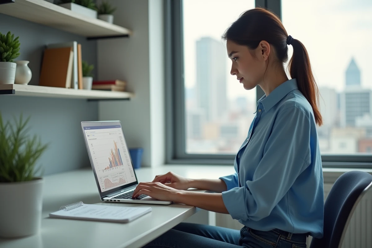 Jeune femme recherchant des opportunités immobilières en ligne avec la méthode 123 Net Immo pour devenir propriétaire